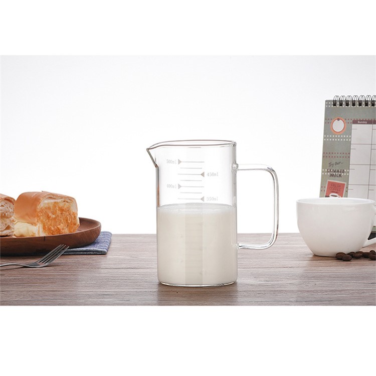 500ml High Borosilicate Glass Measuring Scale Liquid Powder Milk Cup with Lid-11