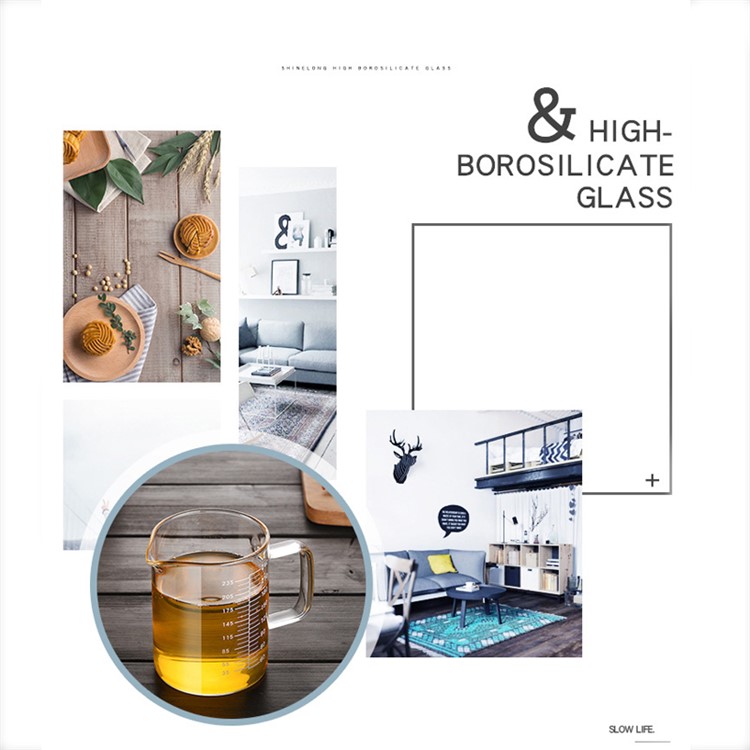 500ml High Borosilicate Glass Measuring Scale Liquid Powder Milk Cup with Lid-5