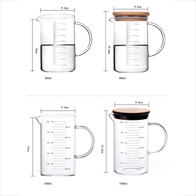 500ml High Borosilicate Glass Measuring Scale Liquid Powder Milk Cup with Lid-6
