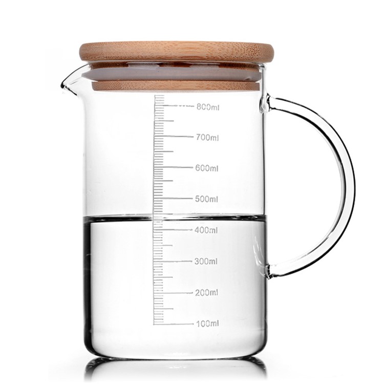 800ml High Borosilicate Glass Measuring Scale Liquid Powder Milk Cup with Lid-1
