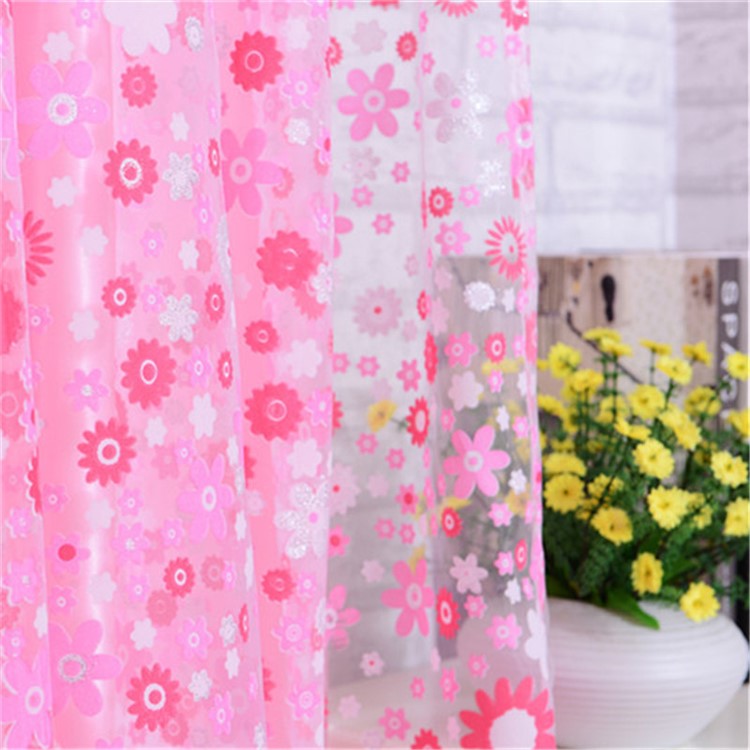 Print Floral Voile Door Window Curtain Room Drape Divider 100x200cm - Pink-3