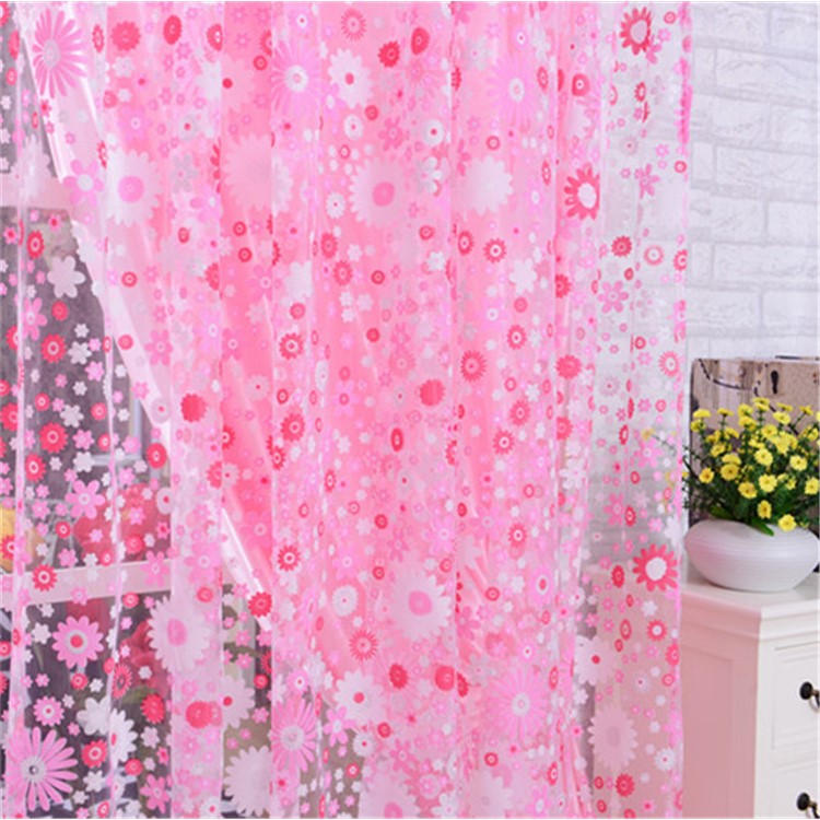 200x270 Cm Elegante Impressão Floral Voile Janela De Janela Sala De Cortina Drapeamento Divisor - Cor De Rosa-2
