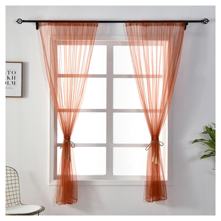 100 x 150cm Stylish Window Gauze Curtain Party Room Drape Divider - Brown-2