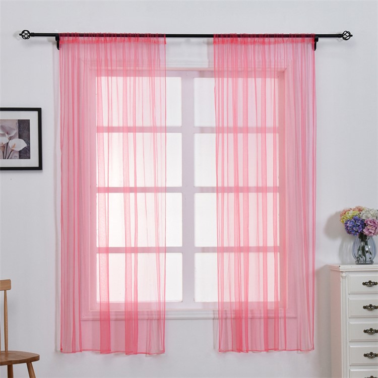 100 x 150cm Stylish Window Gauze Curtain Party Room Drape Divider - Watermelon Red-1