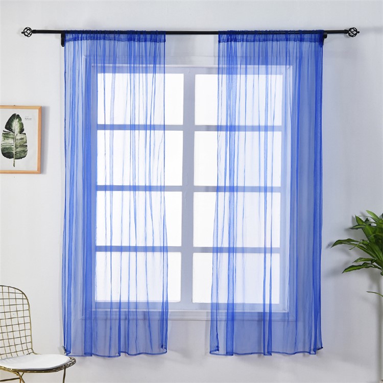 Rideau En Gaze De Fenêtre Élégante De 100 X 150cm - Bleu Foncé-1