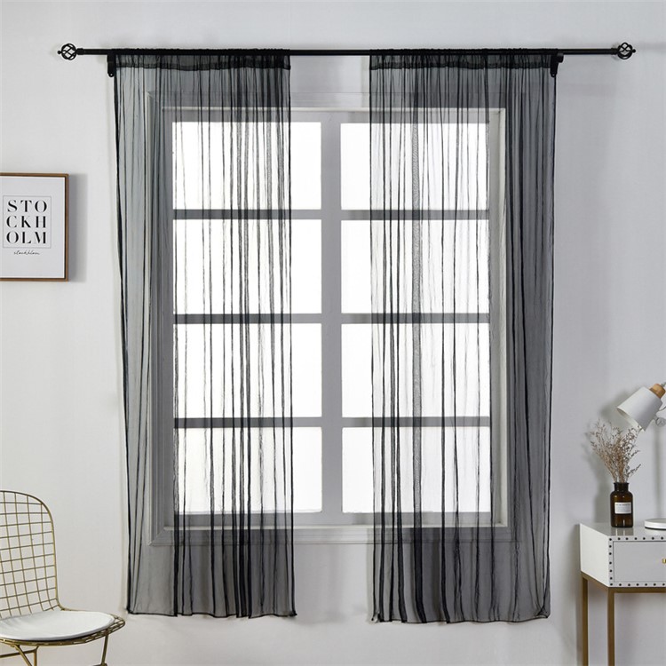 100 x 150cm Stylish Window Gauze Curtain Party Room Drape Divider - Black-1