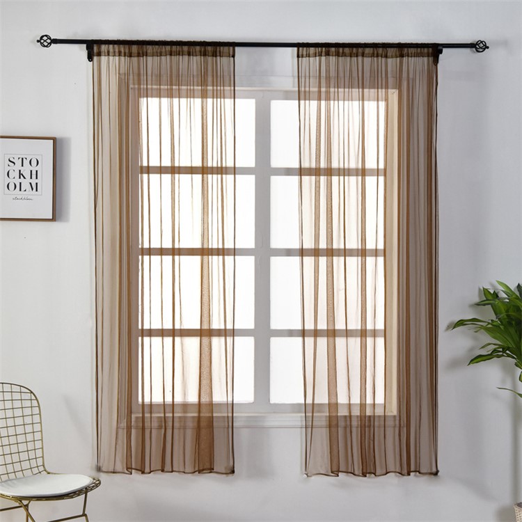 100 x 150cm Stylish Window Gauze Curtain Party Room Drape Divider - Coffee-1