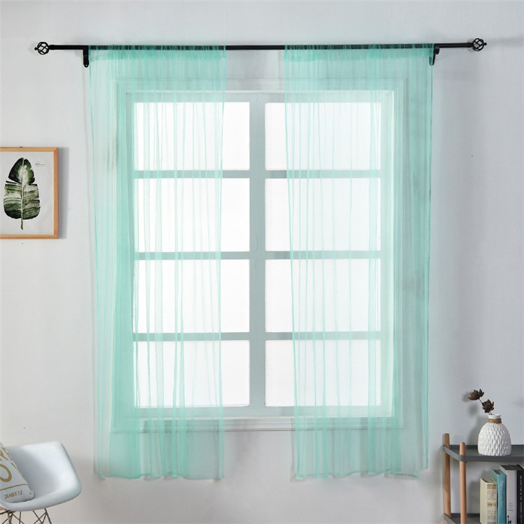 100 x 150cm Stylish Window Gauze Curtain Party Room Drape Divider - Cyan-1