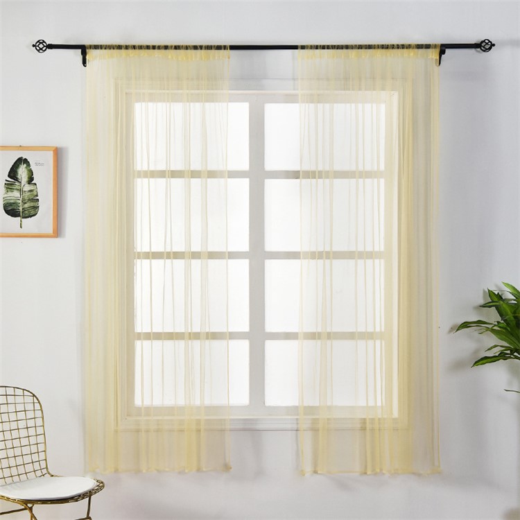 100 x 150cm Stylish Window Gauze Curtain Party Room Drape Divider - Yellow-1