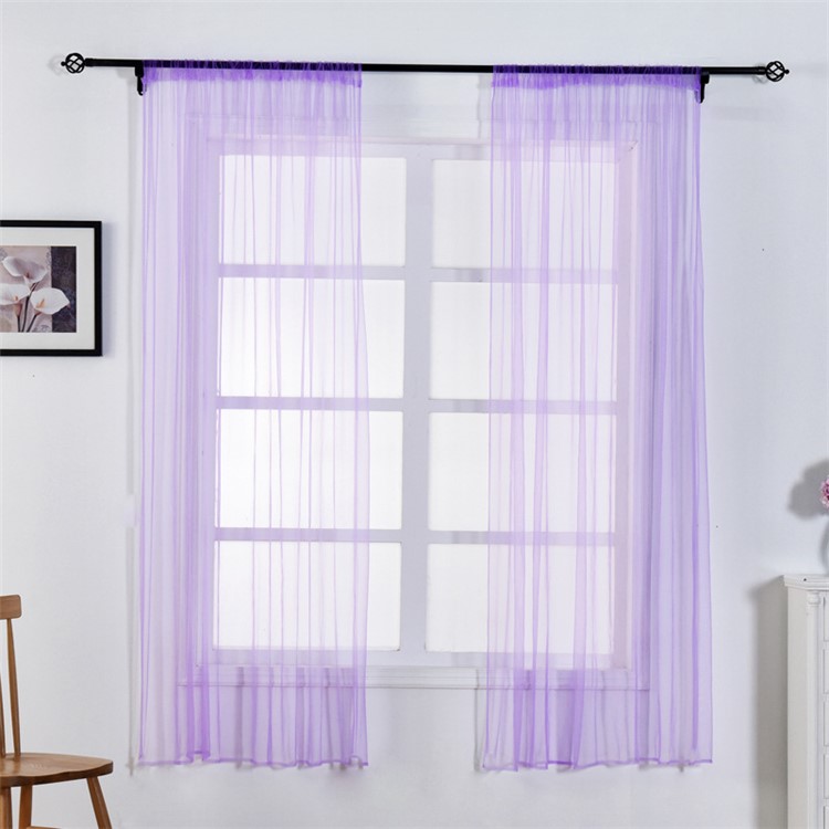 100 x 150cm Stylish Window Gauze Curtain Party Room Drape Divider - Light Purple-1