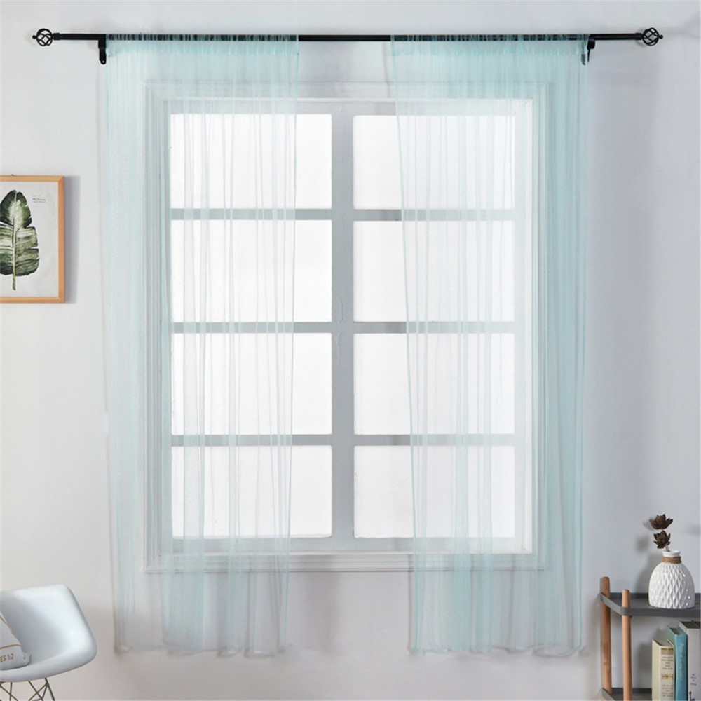 100 x 150cm Stylish Window Gauze Curtain Party Room Drape Divider - Baby Blue-1