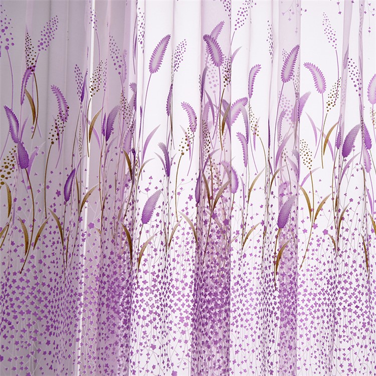 Setaria Viridis Sheer Curtain Rod Pocket Gauze Voile Curtain, Size: 100 x 200cm - Purple-1