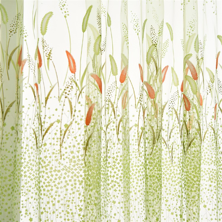 Setaria Viridis Sheer Curtain Rod Pocket Gauze Voile Curtain, Size: 140 x 240cm - Green-1