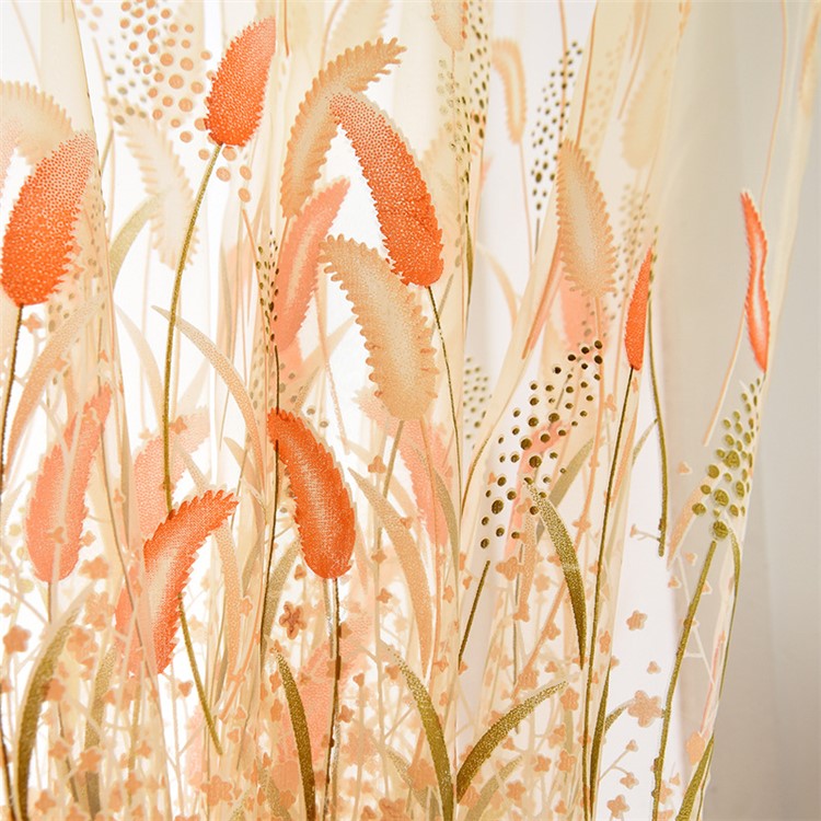 Setaria Viridis Sheer Curtain Rod Pocket Gauze Voile Curtain, Size: 200 x 270cm - Beige-3