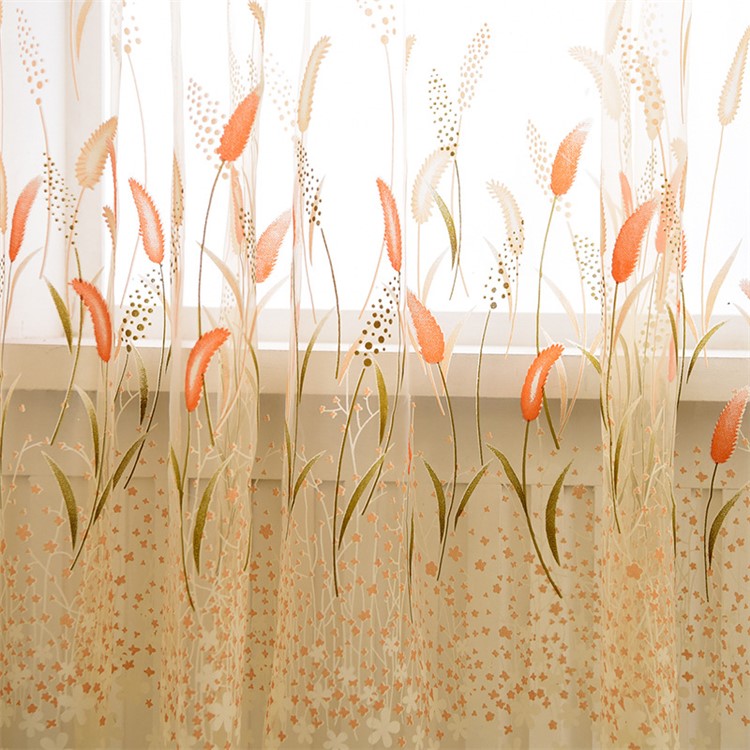 Setaria Viridis Sheer Curtain Rod Pocket Gauze Voile Curtain, Size: 200 x 270cm - Beige-4