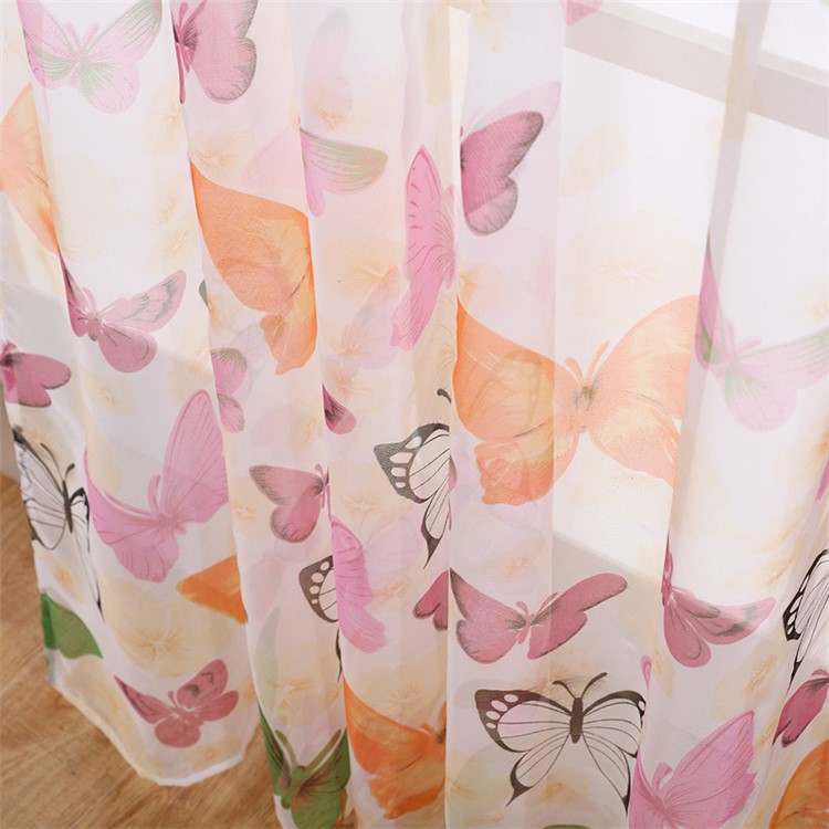 Tenda Voile A Tenda Con Stampa A Farfalla, Dimensioni: 100 X 270 Cm - Rosa Chiaro-1