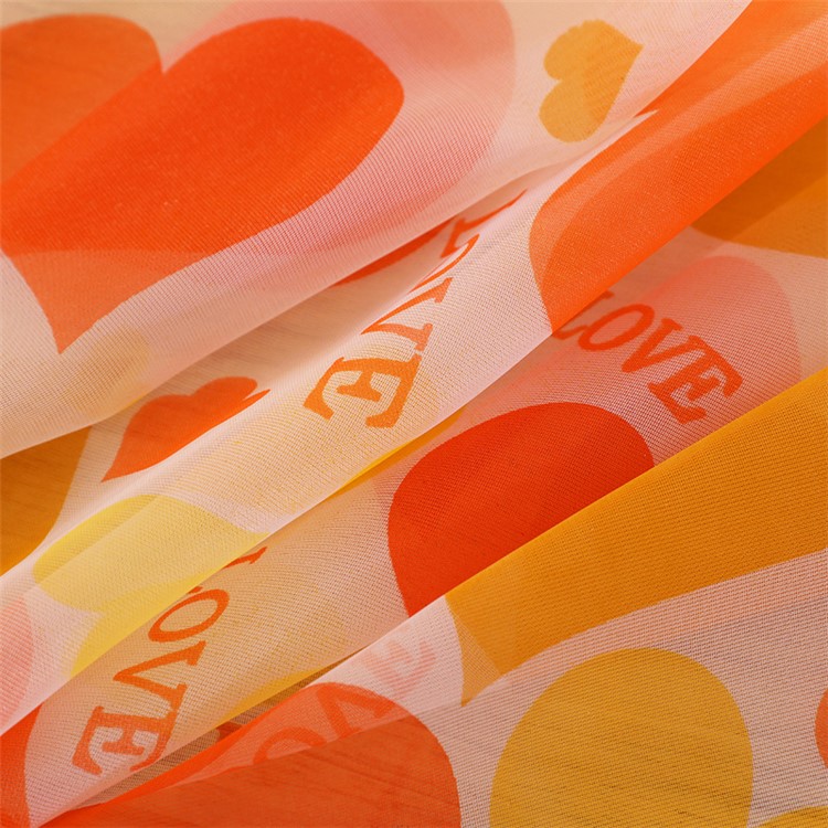 Heart Pattern Sheer Curtain Rod Pocket Voile Curtain - Orange / Size: 100 x 200cm-4
