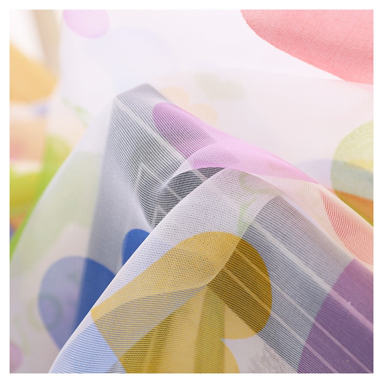 Heart Pattern Sheer Curtain Rod Pocket Voile Curtain - Colorized / Size: 100 x 270cm-2