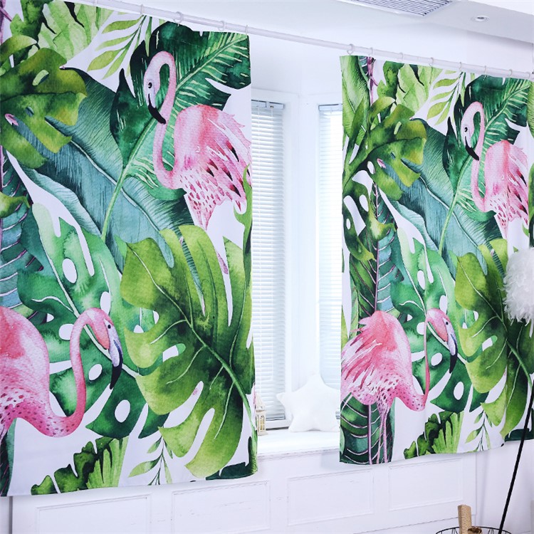 Tropical Leaves Flamingo Home Decor Bedroom Curtain Window Drape - Size: 130x180cm-1