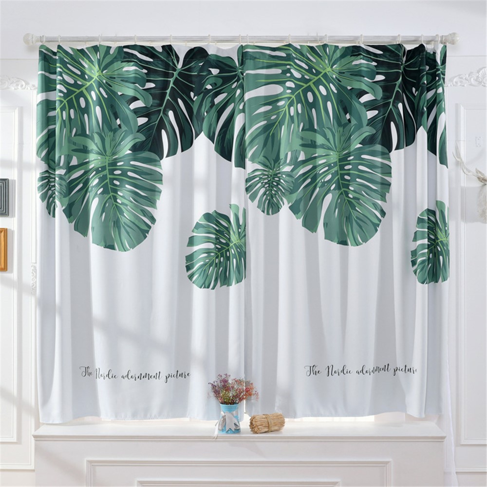 Banana Leaf Pattern Window Curtain Rod Pocket Drape Curtain, Size: 0.8 x 1m-3