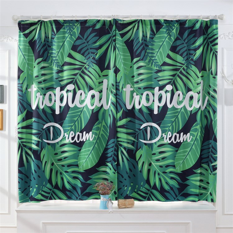 Window Curtain Palm Leaf Pattern Home Decor Rod Pocket Drape Curtain, Size: 0.8 x 1m-1