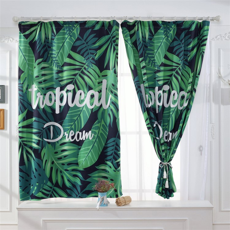 Window Curtain Palm Leaf Pattern Home Decor Rod Pocket Drape Curtain, Size: 0.8 x 1m-2