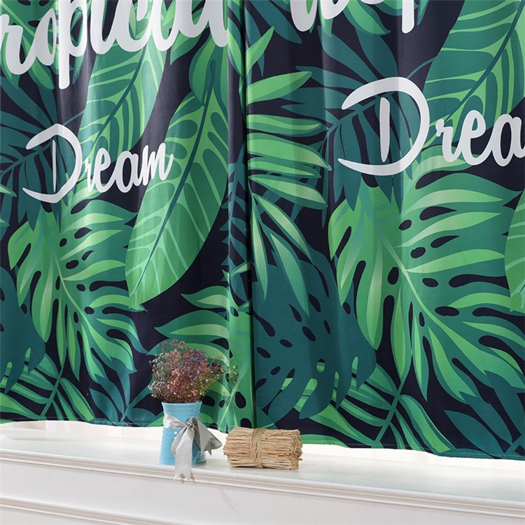 Window Curtain Palm Leaf Pattern Home Decor Rod Pocket Drape Curtain, Size: 0.8 x 1m-3
