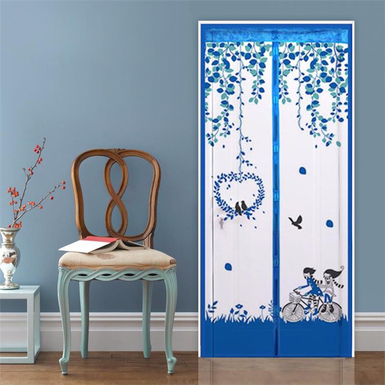Mesh Door Curtain Magnetic Snap Fly Bug Insect Mosquito Screen Guard - Blue / Size: 100x210cm-1