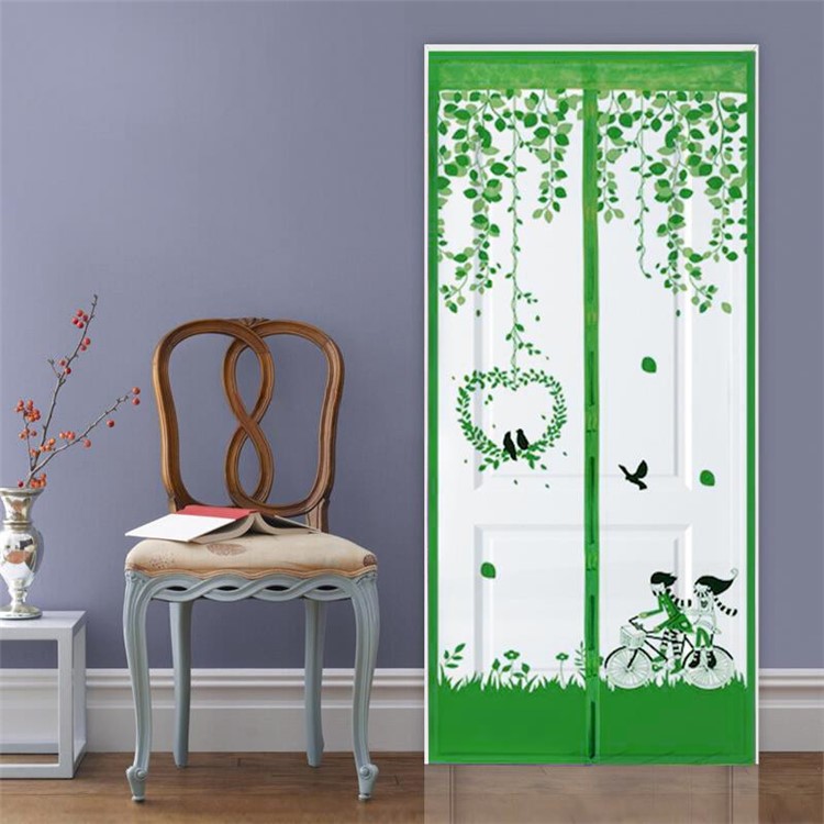 Mesh Door Curtain Magnetic Snap Fly Bug Insect Mosquito Screen Guard - Green / Size: 90x210cm-1