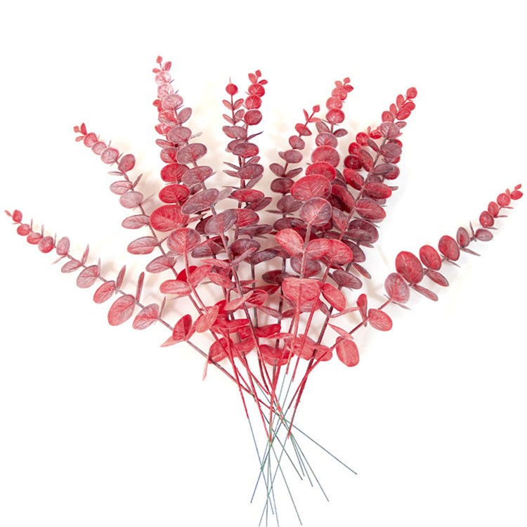 Artificial Eucalyptus Leaves Flowers Home Wedding Decor - Red-1