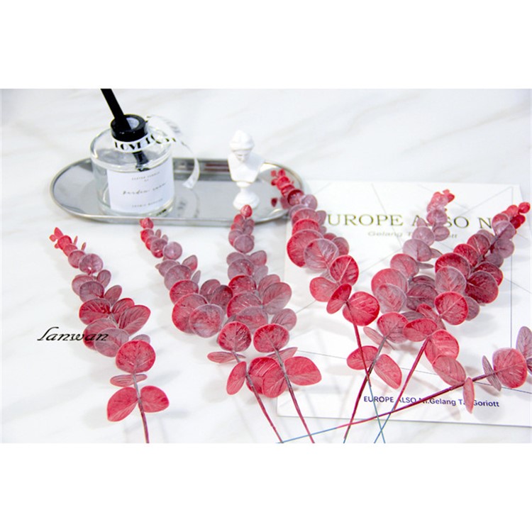 Artificial Eucalyptus Leaves Flowers Home Wedding Decor - Red-4