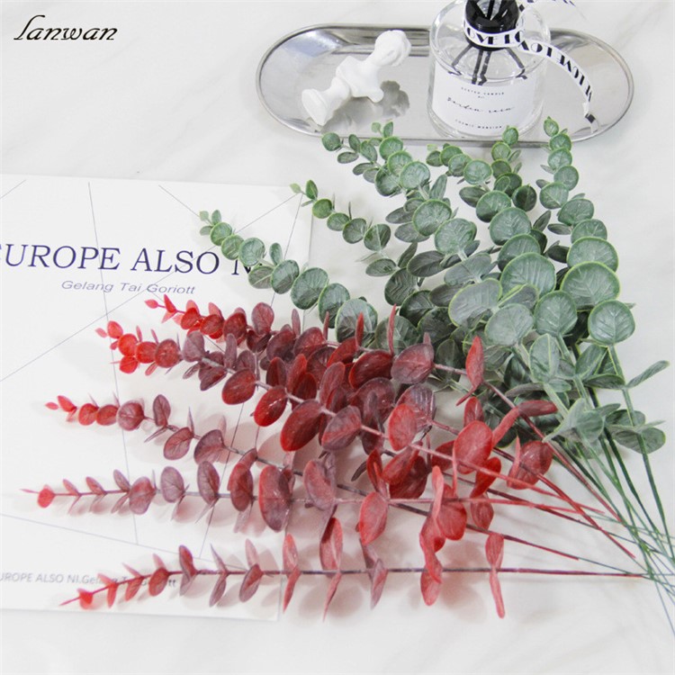 Artificial Eucalyptus Leaves Flowers Home Wedding Decor - Red-6