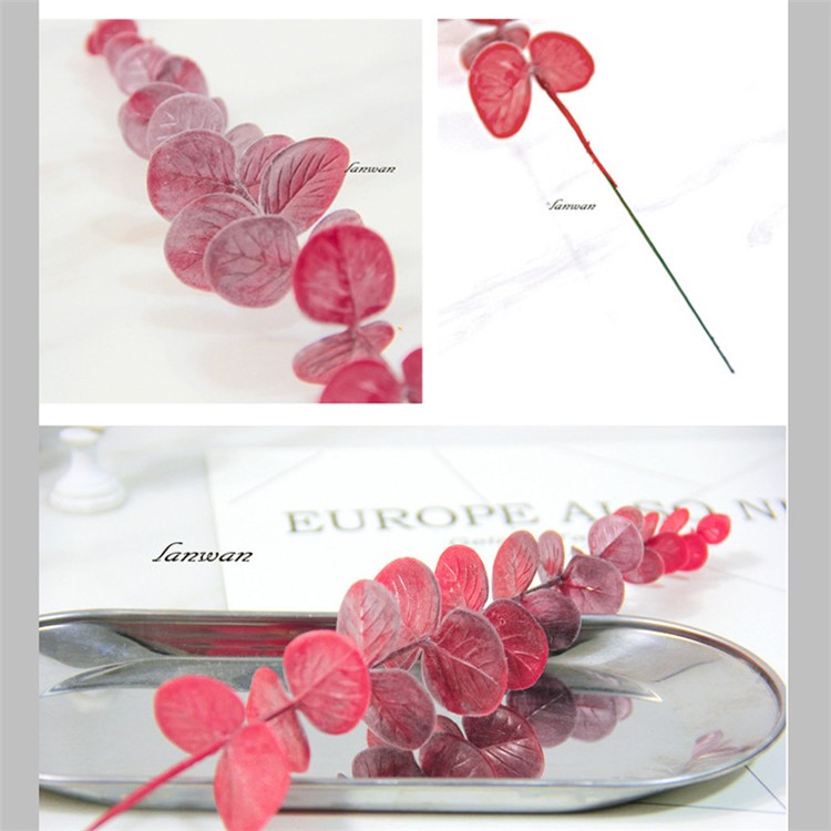 Artificial Eucalyptus Leaves Flowers Home Wedding Decor - Red-7
