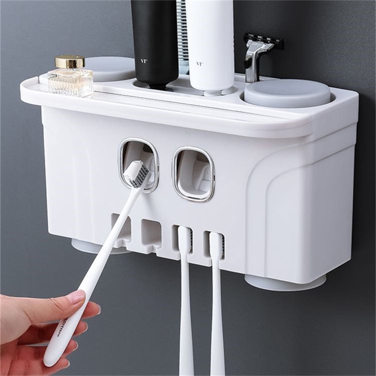 Wall-Mounted Adhensive Toothbrush and Toothpaste Holder Toothpaste Dispenser (Color Random)-2