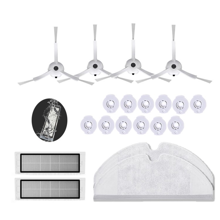 XM036 12PCS Water Tank Filters + 4PCS Side Brushes + 2PCS Filters + 2PCS Mop Cloth for Accessories Kit for Xiaomi Mijia Xiaowa Roborock Vacuum Cleaner-1
