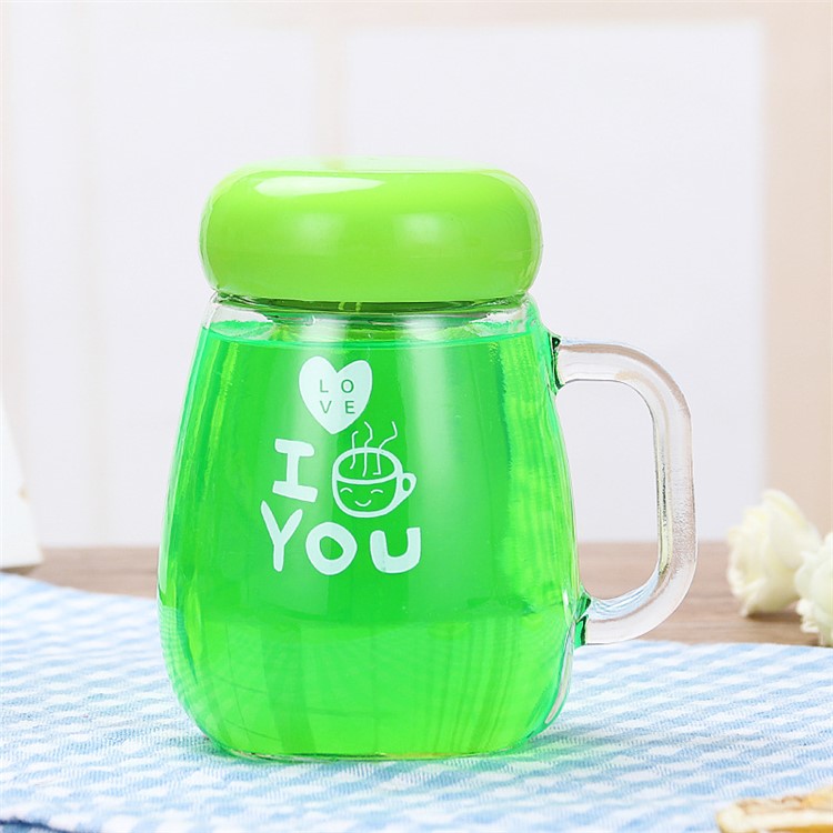 Creative Glass Water Bottle Portable Couple Lovers Tea Cup Mug - Green