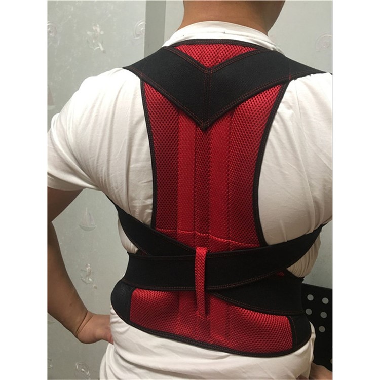 Fully Adjustable Back Brace Posture Corrector for Men and Women - Red / Size: XL