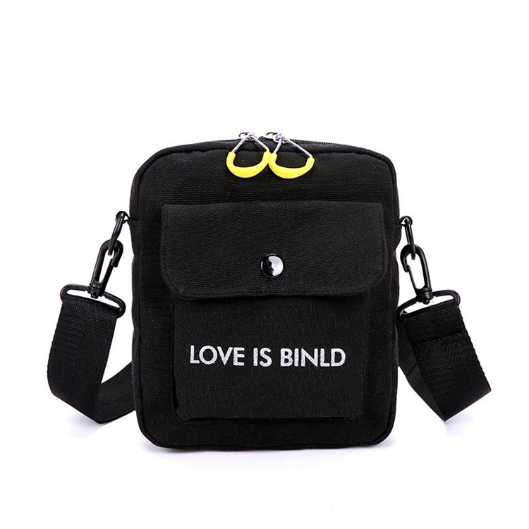 Travel Korean Women Rucksack Cross Body Bag Canvas Girls Backpack School Bag - Black