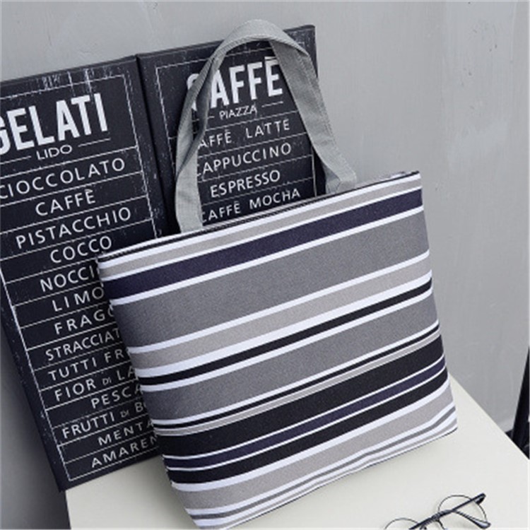 Fashionable Canvas Bag Single-shoulder Casual Storage Bag - Grey Stripes