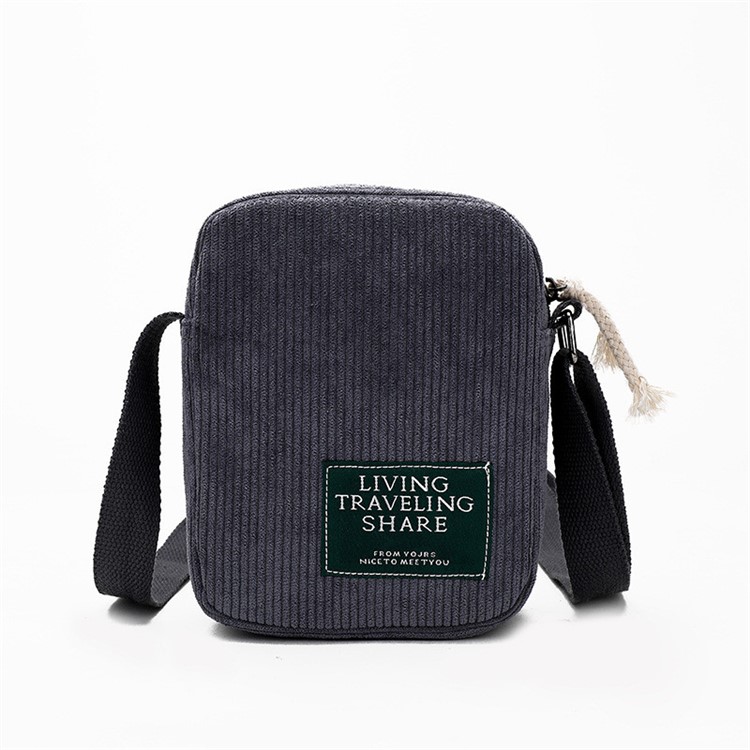 Mini Corduroy Single Shoulder Crossbody Bag Purse Phone Pouch Bag - Grey
