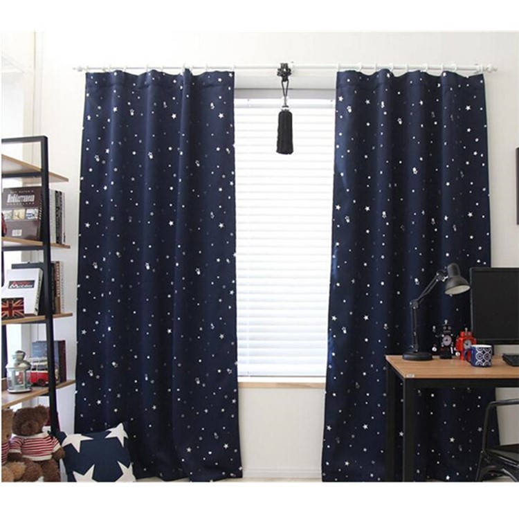 Star Pattern Window Curtain Living Room Bedroom Balcony Curtain, Size: 1 x 1.3m - Dark Blue-2