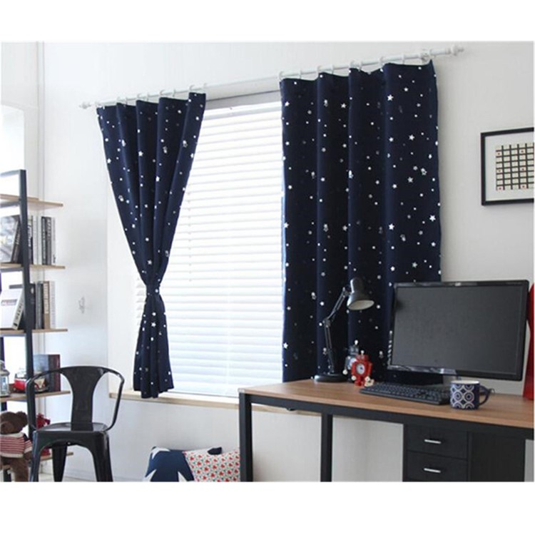 Star Pattern Window Curtain Living Room Bedroom Balcony Curtain, Size: 1 x 1.3m - Dark Blue-3