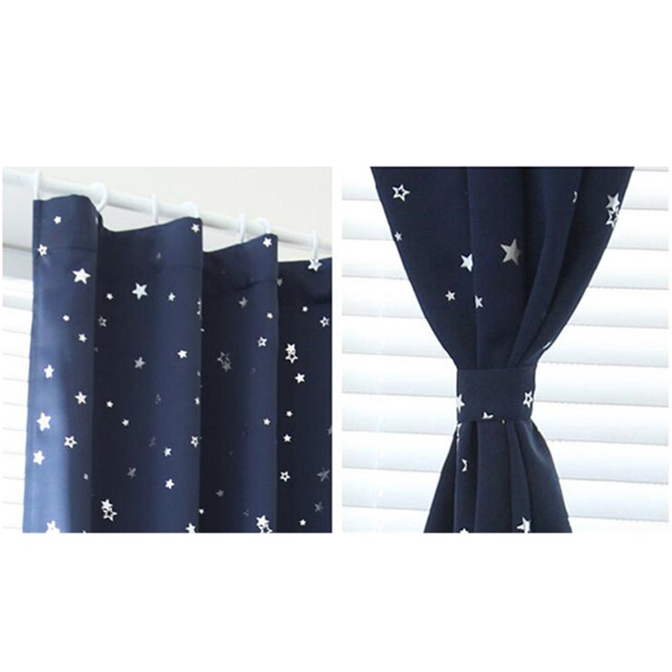 Star Pattern Window Curtain Living Room Bedroom Balcony Curtain, Size: 1 x 1.3m - Dark Blue-4