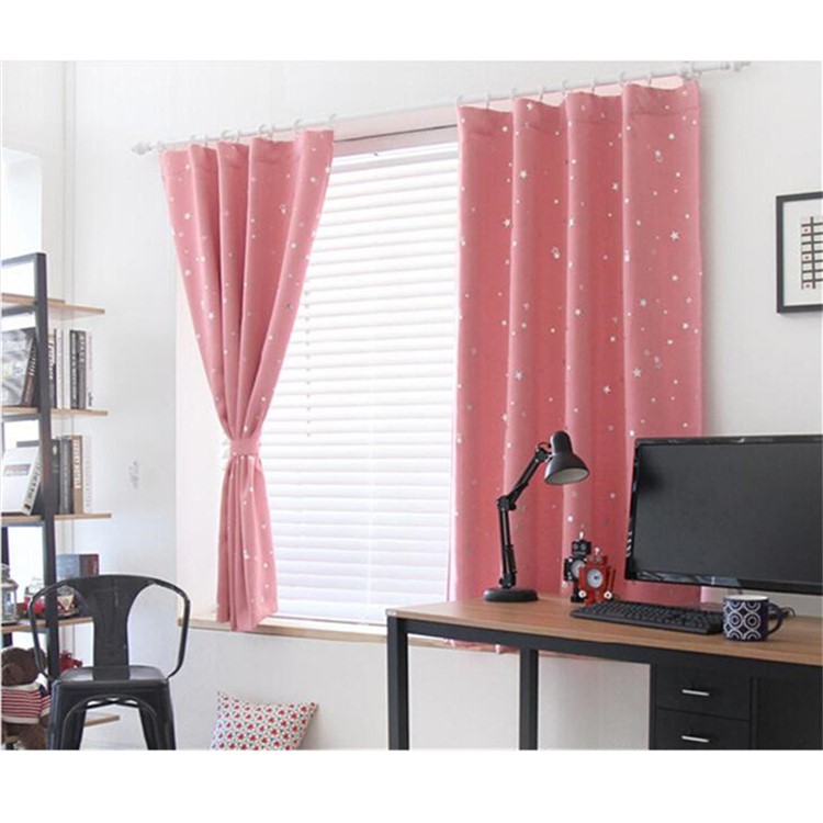 Star Pattern Window Curtain Living Room Bedroom Balcony Curtain, Size: 1 x 1.3m - Pink-1