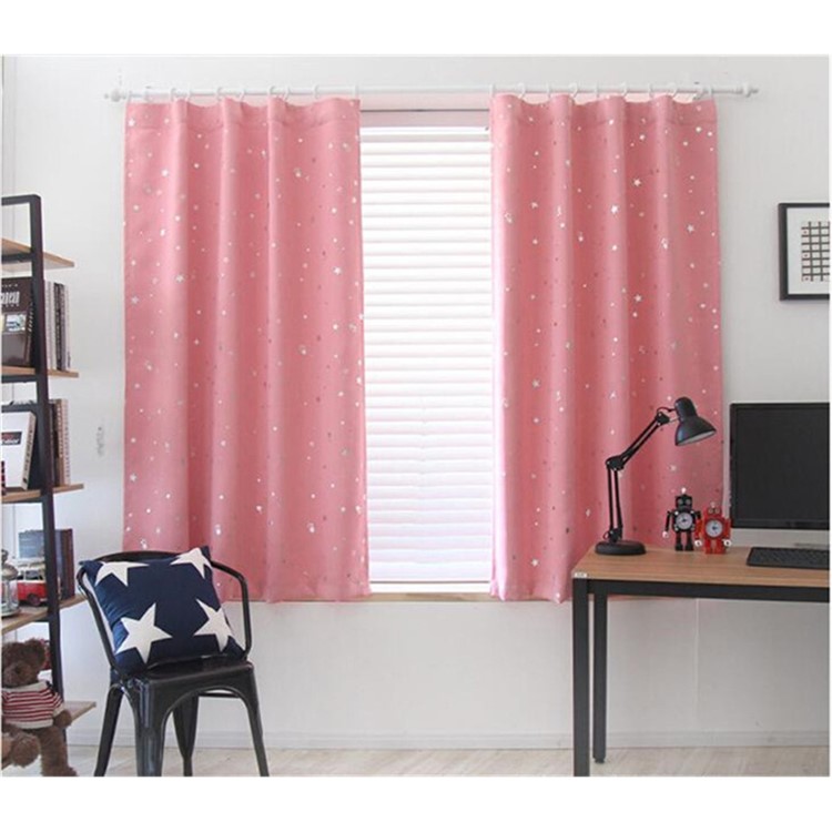 Star Pattern Window Curtain Living Room Bedroom Balcony Curtain, Size: 1 x 1.3m - Pink-2
