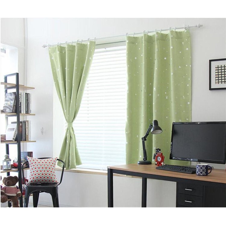 Star Pattern Window Curtain Living Room Bedroom Balcony Curtain, Size: 1 x 1.3m - Green-3