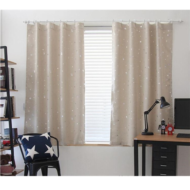Star Pattern Window Curtain Living Room Bedroom Balcony Curtain, Size: 1 x 1.3m - Beige-2
