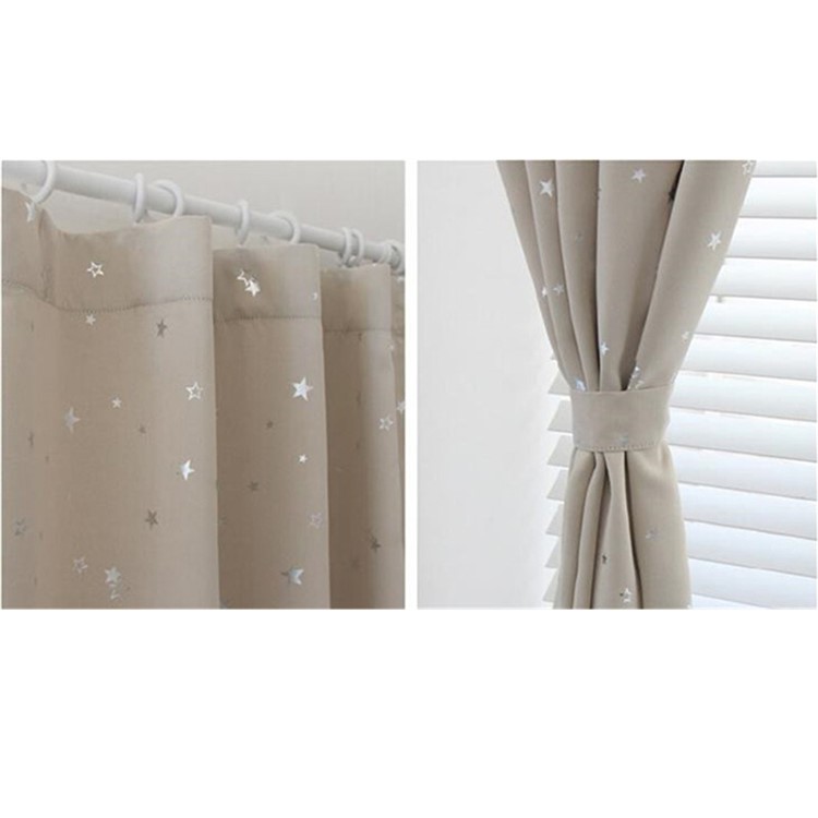 Star Pattern Window Curtain Living Room Bedroom Balcony Curtain, Size: 1 x 1.3m - Beige-4