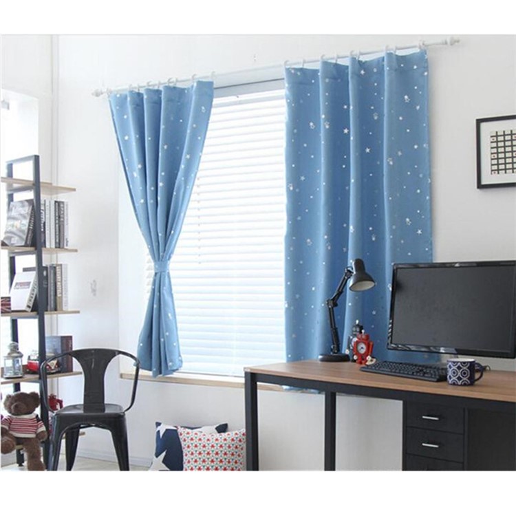 Star Pattern Window Curtain Living Room Bedroom Balcony Curtain, Size: 1 x 1.3m - Baby Blue-2