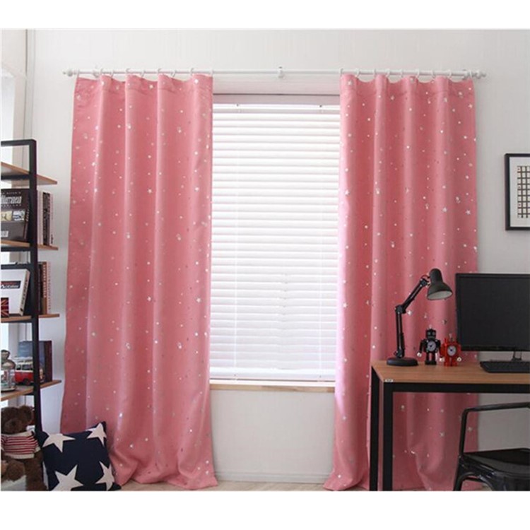 Star Pattern Window Curtain Living Room Bedroom Balcony Curtain, Size: 1 x 2m - Pink-3